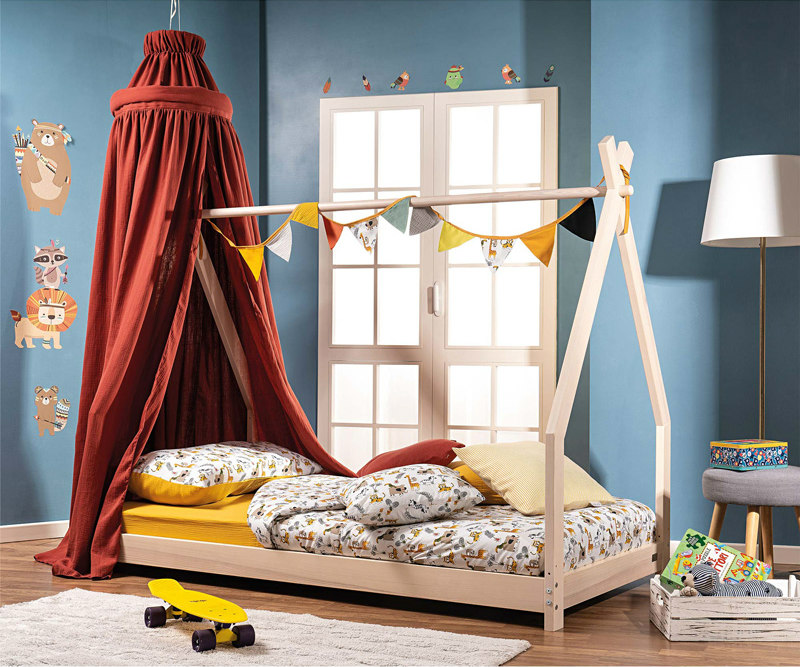 picci collezione junior letto montessori per bambini con tenda